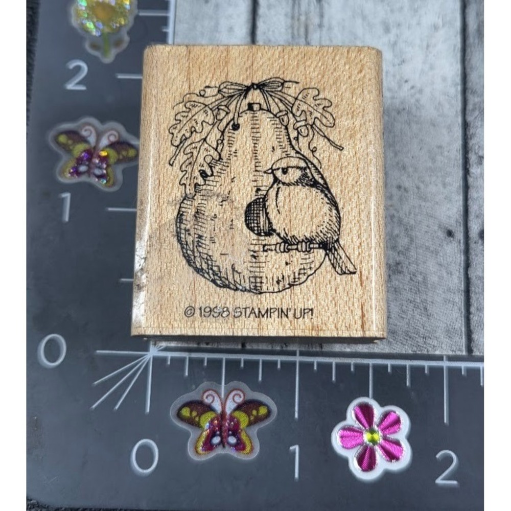Stampin' Up! Bird With Gourd Nest Chickadee 1998 Rubber Stamp Wood #S65